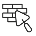 Masonry and concrete repair icon with trowel and bricks